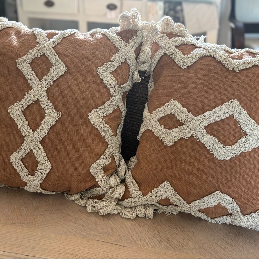 Bohemian Tan and Cream Throw Pillow